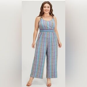 NWT Striped Contrast Buckle Detail Pocket
Shirred Jumpsuit Plus 18/20 or 2X